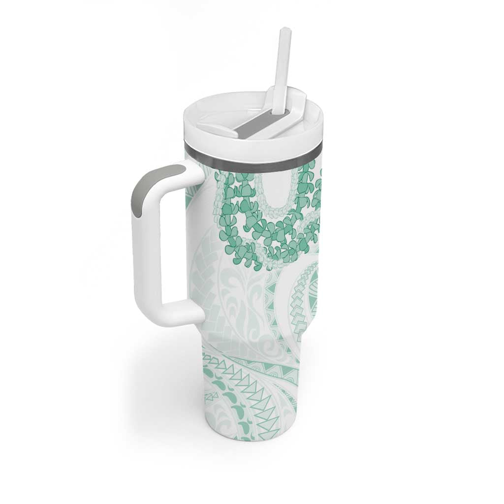Aloha Lei Onaona Tumbler With Handle Sage Green Hawaiian Tribal Pattern