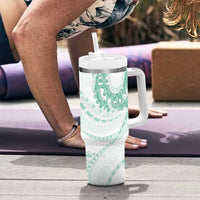 Aloha Lei Onaona Tumbler With Handle Sage Green Hawaiian Tribal Pattern