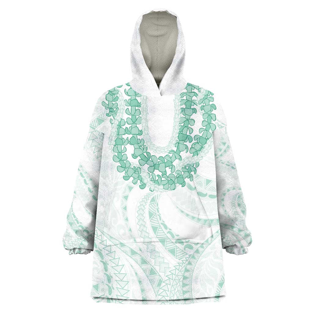 Aloha Lei Onaona Wearable Blanket Hoodie Sage Green Hawaiian Tribal Pattern