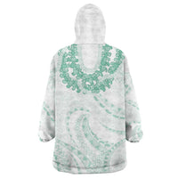Aloha Lei Onaona Wearable Blanket Hoodie Sage Green Hawaiian Tribal Pattern