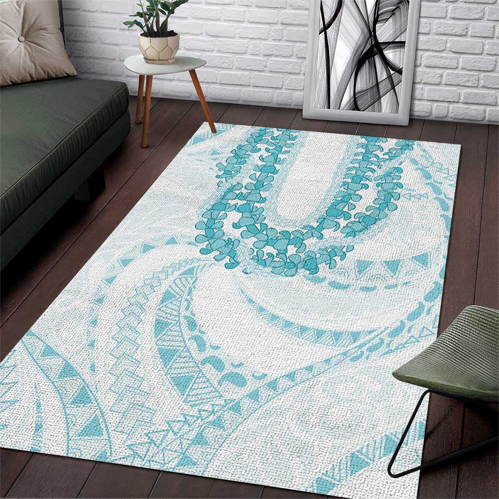 Aloha Lei Onaona Area Rug Teal Hawaiian Tribal Pattern