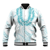Aloha Lei Onaona Baseball Jacket Teal Hawaiian Tribal Pattern
