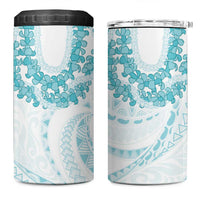 Aloha Lei Onaona 4 in 1 Can Cooler Tumbler Teal Hawaiian Tribal Pattern