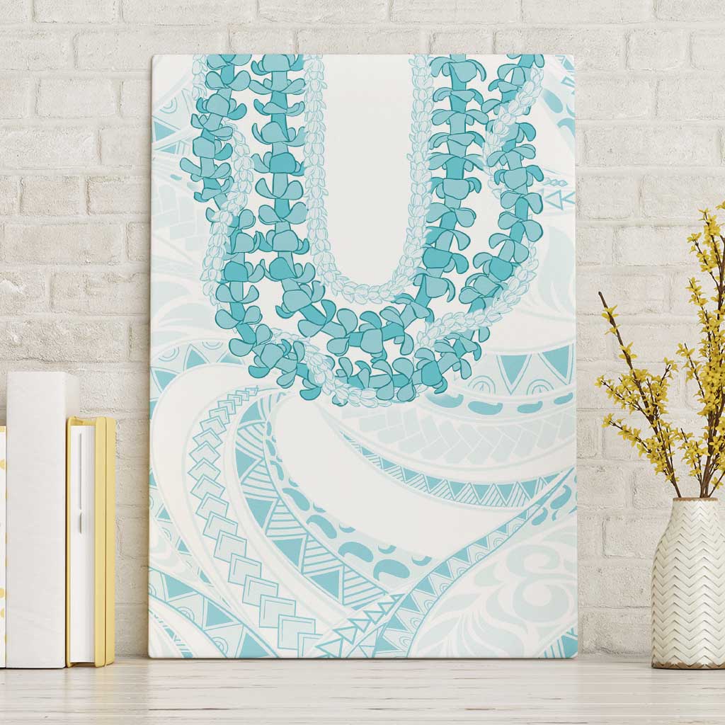 Aloha Lei Onaona Canvas Wall Art Teal Hawaiian Tribal Pattern