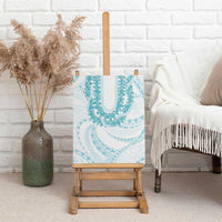 Aloha Lei Onaona Canvas Wall Art Teal Hawaiian Tribal Pattern