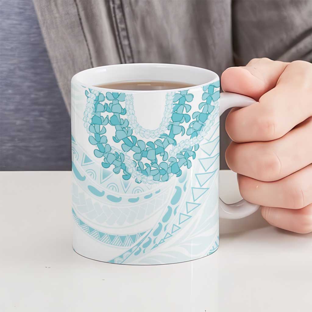 Aloha Lei Onaona Ceramic Mug Teal Hawaiian Tribal Pattern - Polynesian Pride