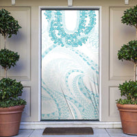 Aloha Lei Onaona Door Cover Teal Hawaiian Tribal Pattern - Polynesian Pride