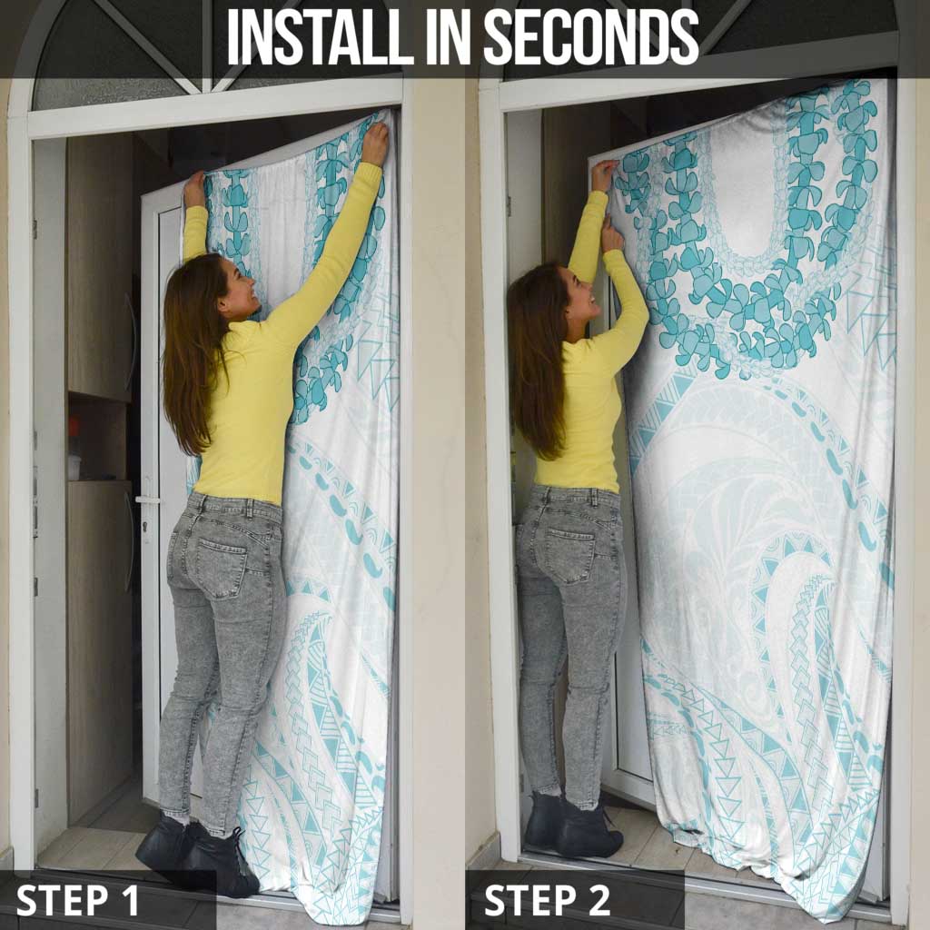 Aloha Lei Onaona Door Cover Teal Hawaiian Tribal Pattern - Polynesian Pride