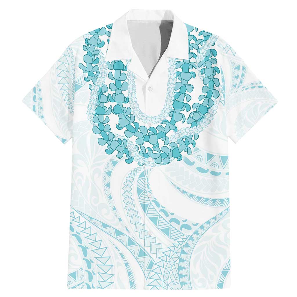 Aloha Lei Onaona Family Matching Mermaid Dress and Hawaiian Shirt Teal Hawaiian Tribal Pattern