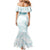 Aloha Lei Onaona Family Matching Mermaid Dress and Hawaiian Shirt Teal Hawaiian Tribal Pattern