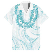 Aloha Lei Onaona Family Matching Off Shoulder Maxi Dress and Hawaiian Shirt Teal Hawaiian Tribal Pattern