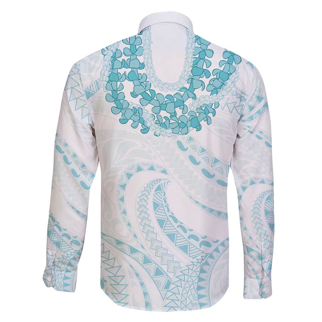 Aloha Lei Onaona Family Matching Off Shoulder Short Dress and Hawaiian Shirt Teal Hawaiian Tribal Pattern