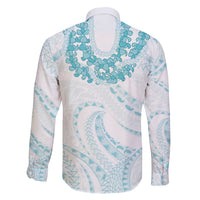 Aloha Lei Onaona Family Matching Summer Maxi Dress and Hawaiian Shirt Teal Hawaiian Tribal Pattern