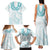 Aloha Lei Onaona Family Matching Tank Maxi Dress and Hawaiian Shirt Teal Hawaiian Tribal Pattern