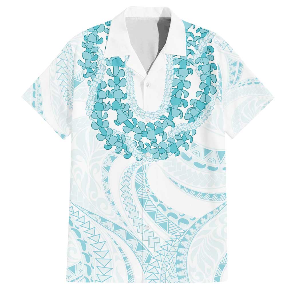 Aloha Lei Onaona Family Matching Tank Maxi Dress and Hawaiian Shirt Teal Hawaiian Tribal Pattern