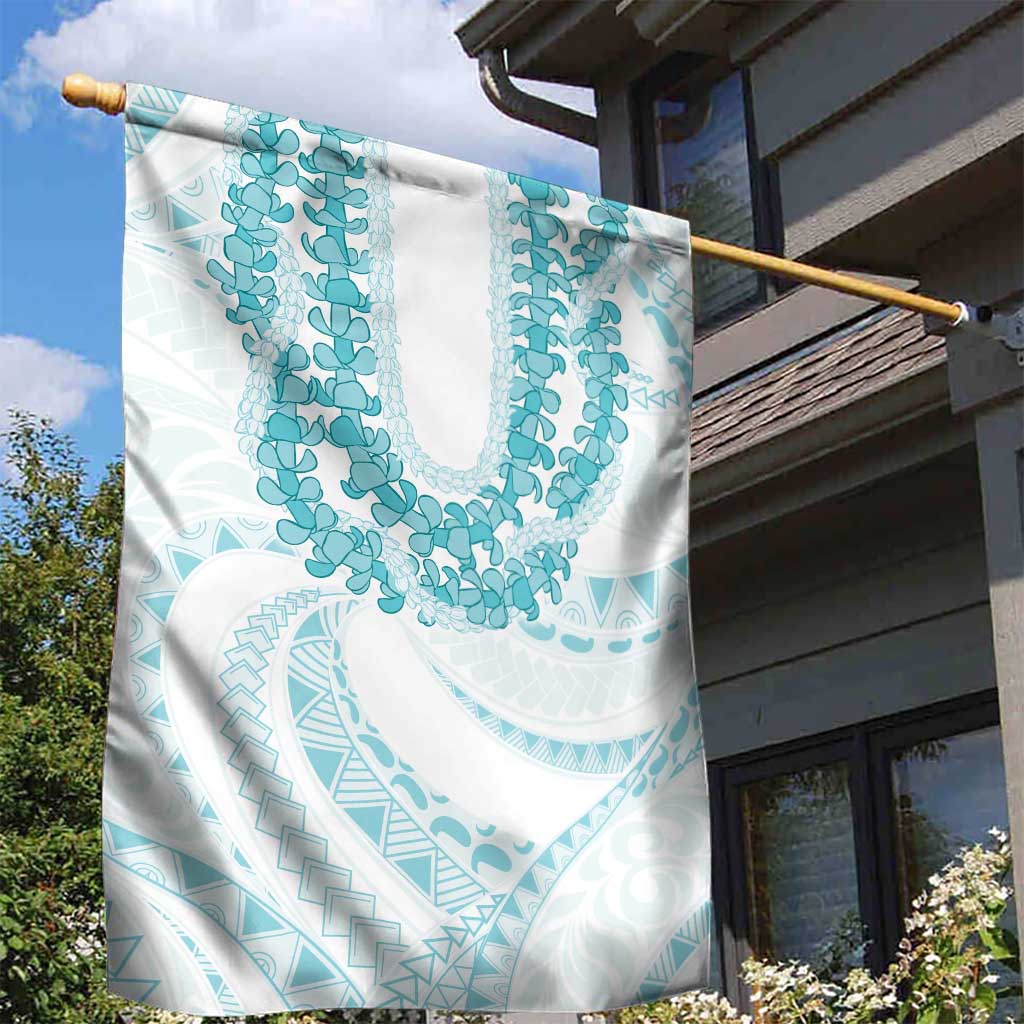 Aloha Lei Onaona Garden Flag Teal Hawaiian Tribal Pattern