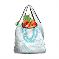 Aloha Lei Onaona Grocery Bag Teal Hawaiian Tribal Pattern