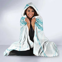Aloha Lei Onaona Hooded Blanket Teal Hawaiian Tribal Pattern