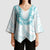 Aloha Lei Onaona Kimono Sleeve Blouse Teal Hawaiian Tribal Pattern - Polynesian Pride