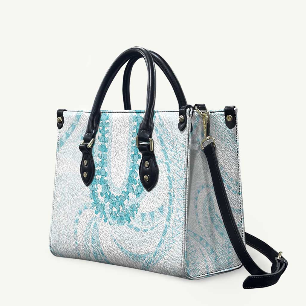 Aloha Lei Onaona Leather Bag Teal Hawaiian Tribal Pattern - Polynesian Pride
