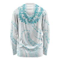 Aloha Lei Onaona Long Sleeve Shirt Teal Hawaiian Tribal Pattern