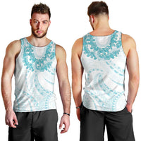 Aloha Lei Onaona Men Tank Top Teal Hawaiian Tribal Pattern
