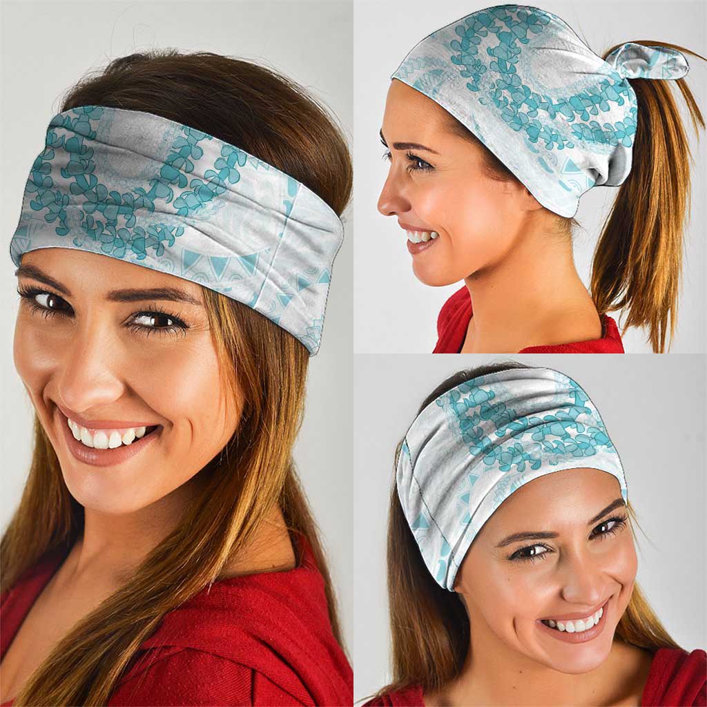 Aloha Lei Onaona Neck Gaiter Teal Hawaiian Tribal Pattern - Polynesian Pride
