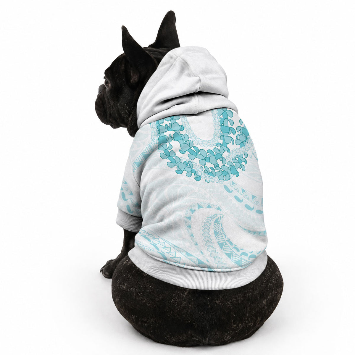 Aloha Lei Onaona Pet Hoodie Teal Hawaiian Tribal Pattern LT9 - Polynesian Pride