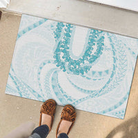 Aloha Lei Onaona Rubber Doormat Teal Hawaiian Tribal Pattern