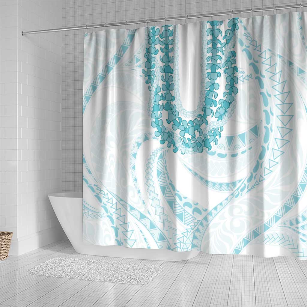Aloha Lei Onaona Shower Curtain Teal Hawaiian Tribal Pattern