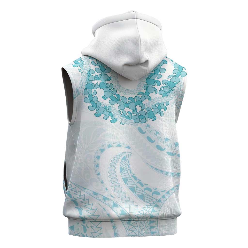 Aloha Lei Onaona Sleeveless Zip Hoodie Teal Hawaiian Tribal Pattern LT9
