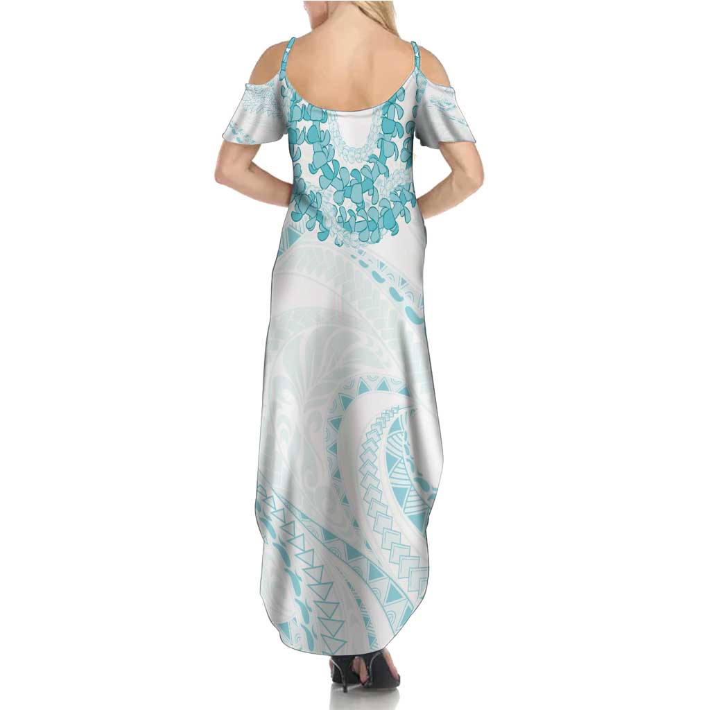 Aloha Lei Onaona Summer Maxi Dress Teal Hawaiian Tribal Pattern