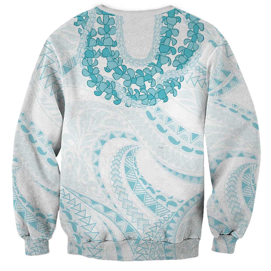 Aloha Lei Onaona Sweatshirt Teal Hawaiian Tribal Pattern