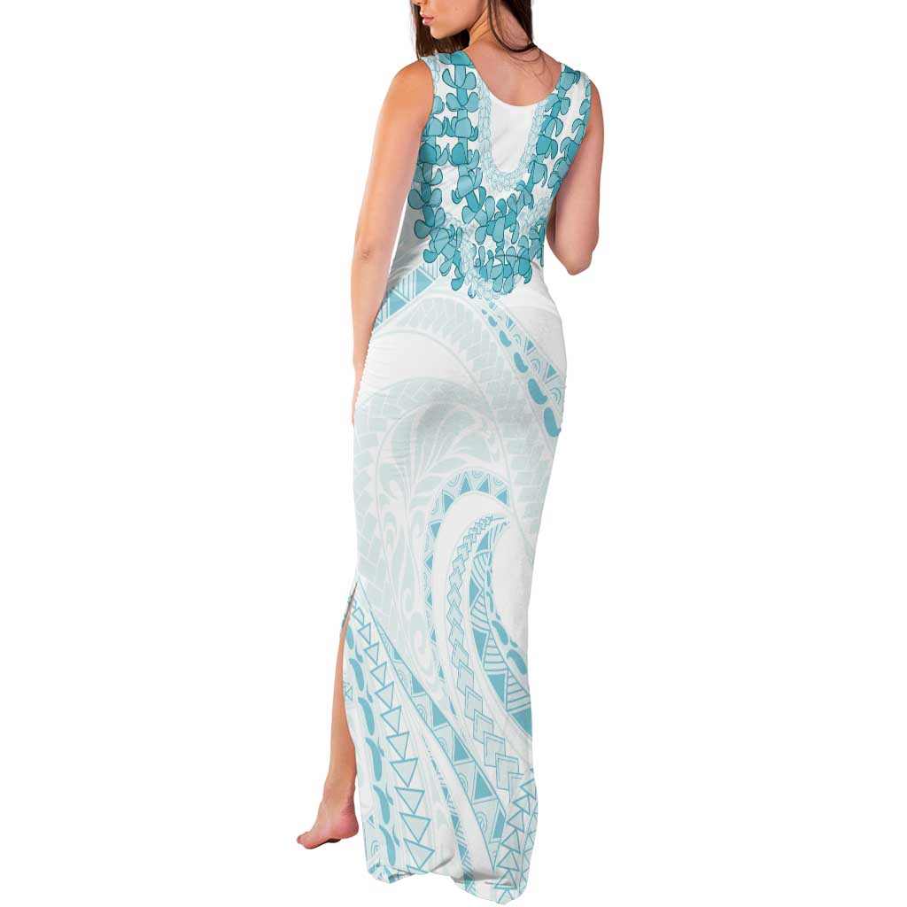 Aloha Lei Onaona Tank Maxi Dress Teal Hawaiian Tribal Pattern