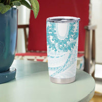Aloha Lei Onaona Tumbler Cup Teal Hawaiian Tribal Pattern