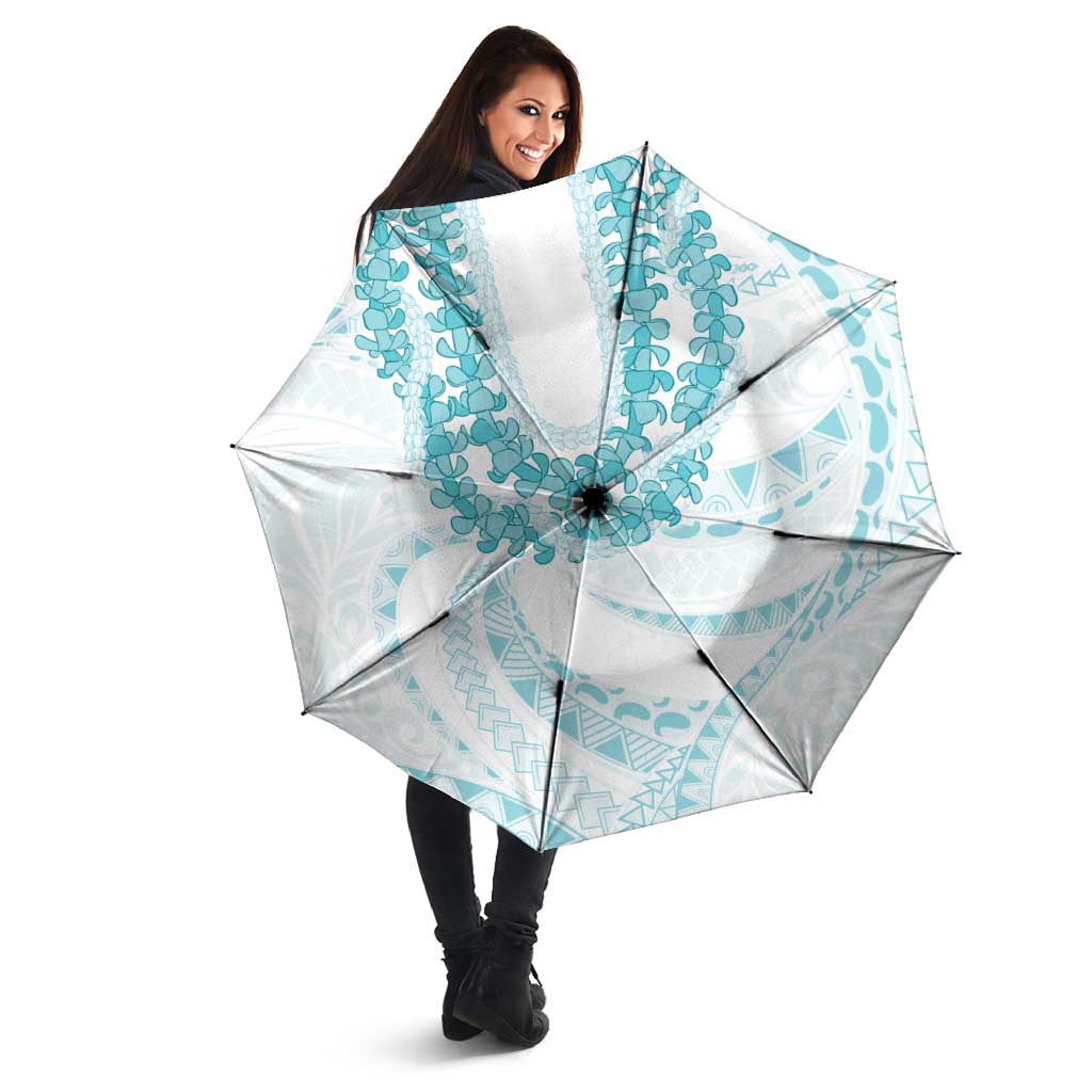 Aloha Lei Onaona Umbrella Teal Hawaiian Tribal Pattern - Polynesian Pride