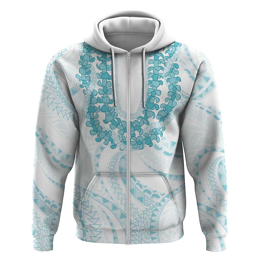 Aloha Lei Onaona Zip Hoodie Teal Hawaiian Tribal Pattern