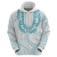 Aloha Lei Onaona Zip Hoodie Teal Hawaiian Tribal Pattern
