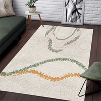 Aloha Lei Mikioi Area Rug Beige Polynesian Tribal Tatau Pattern
