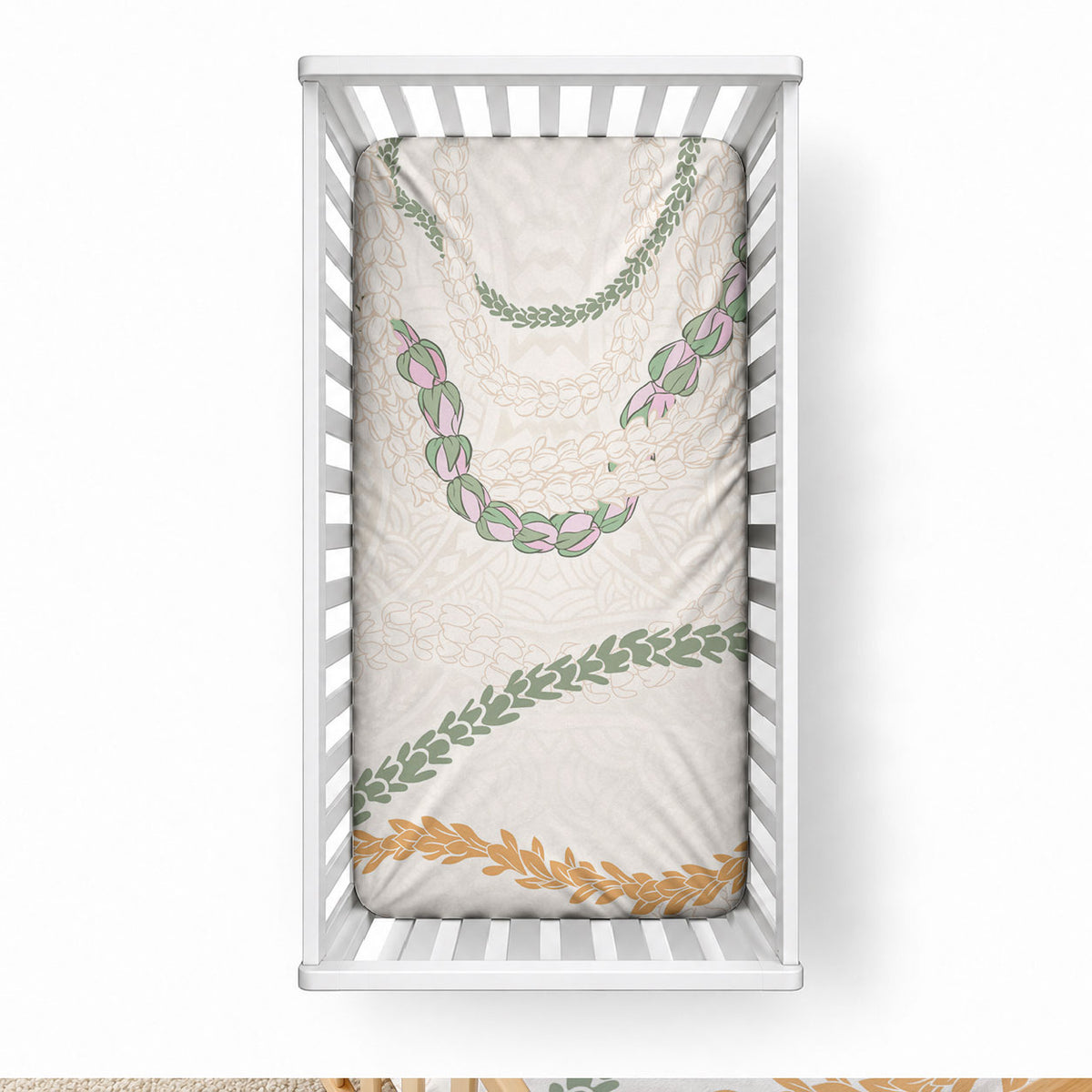Aloha Lei Mikioi Baby Bed Cover Beige Polynesian Tribal Tatau Pattern LT9 28 × 52 in Beige - Polynesian Pride