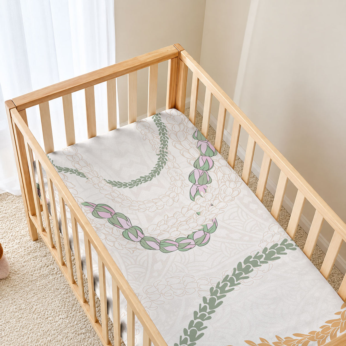 Aloha Lei Mikioi Baby Bed Cover Beige Polynesian Tribal Tatau Pattern LT9 - Polynesian Pride