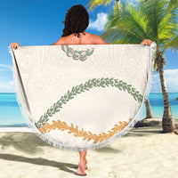 Aloha Lei Mikioi Beach Blanket Beige Polynesian Tribal Tatau Pattern
