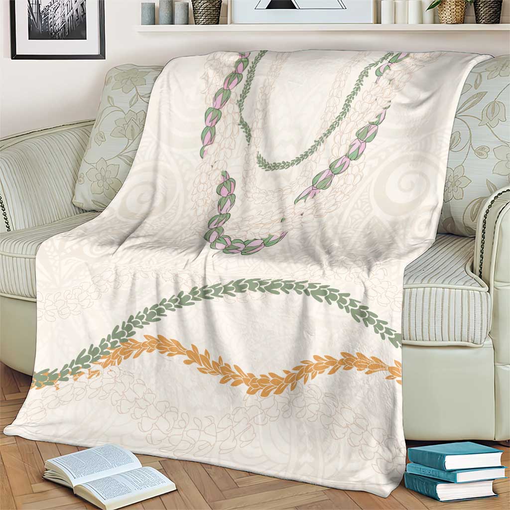 Aloha Lei Mikioi Blanket Beige Polynesian Tribal Tatau Pattern