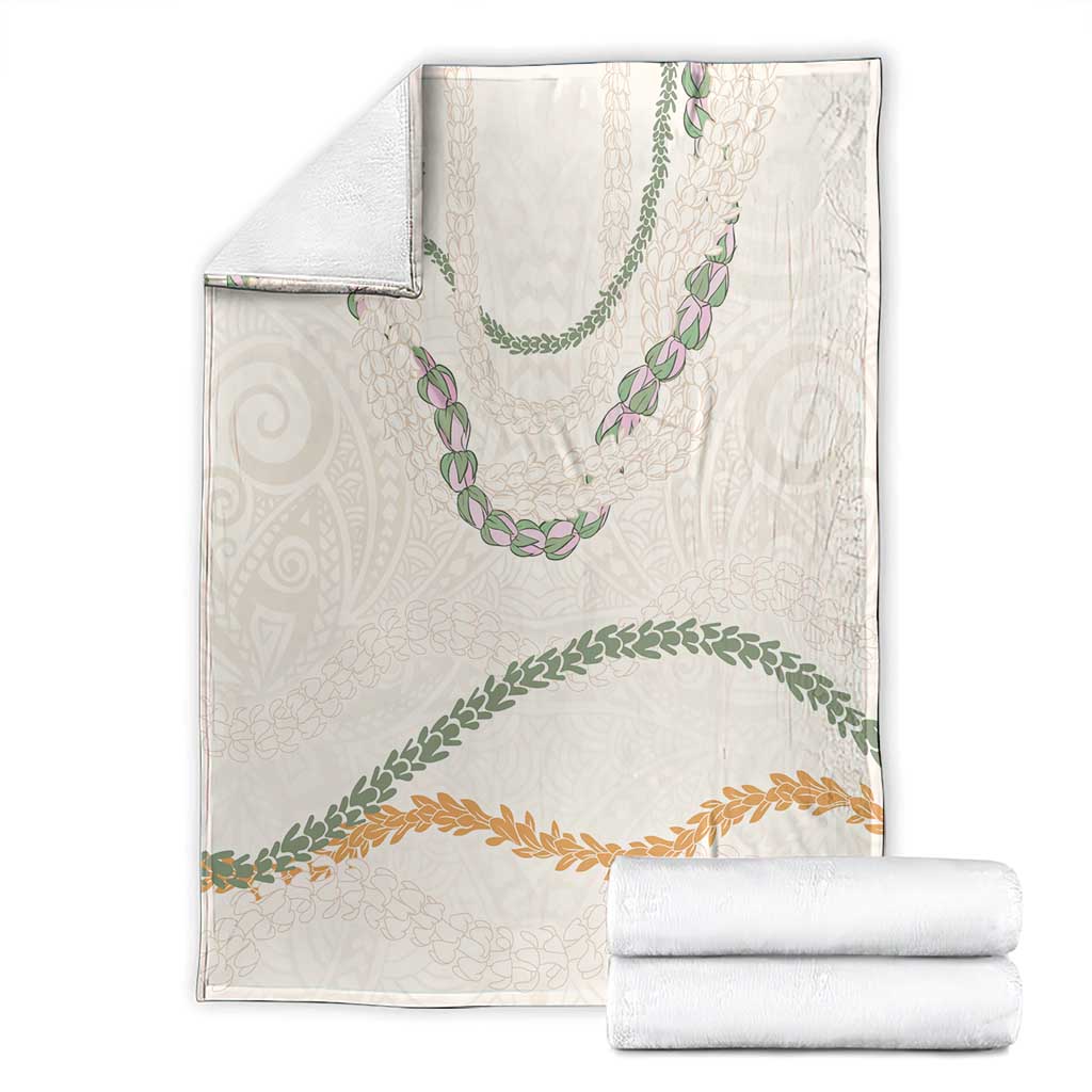 Aloha Lei Mikioi Blanket Beige Polynesian Tribal Tatau Pattern