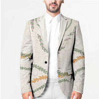 Aloha Lei Mikioi Blazer Beige Polynesian Tribal Tatau Pattern - Polynesian Pride