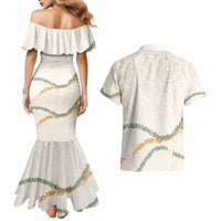 Aloha Lei Mikioi Couples Matching Mermaid Dress and Hawaiian Shirt Beige Polynesian Tribal Tatau Pattern