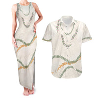 Aloha Lei Mikioi Couples Matching Tank Maxi Dress and Hawaiian Shirt Beige Polynesian Tribal Tatau Pattern