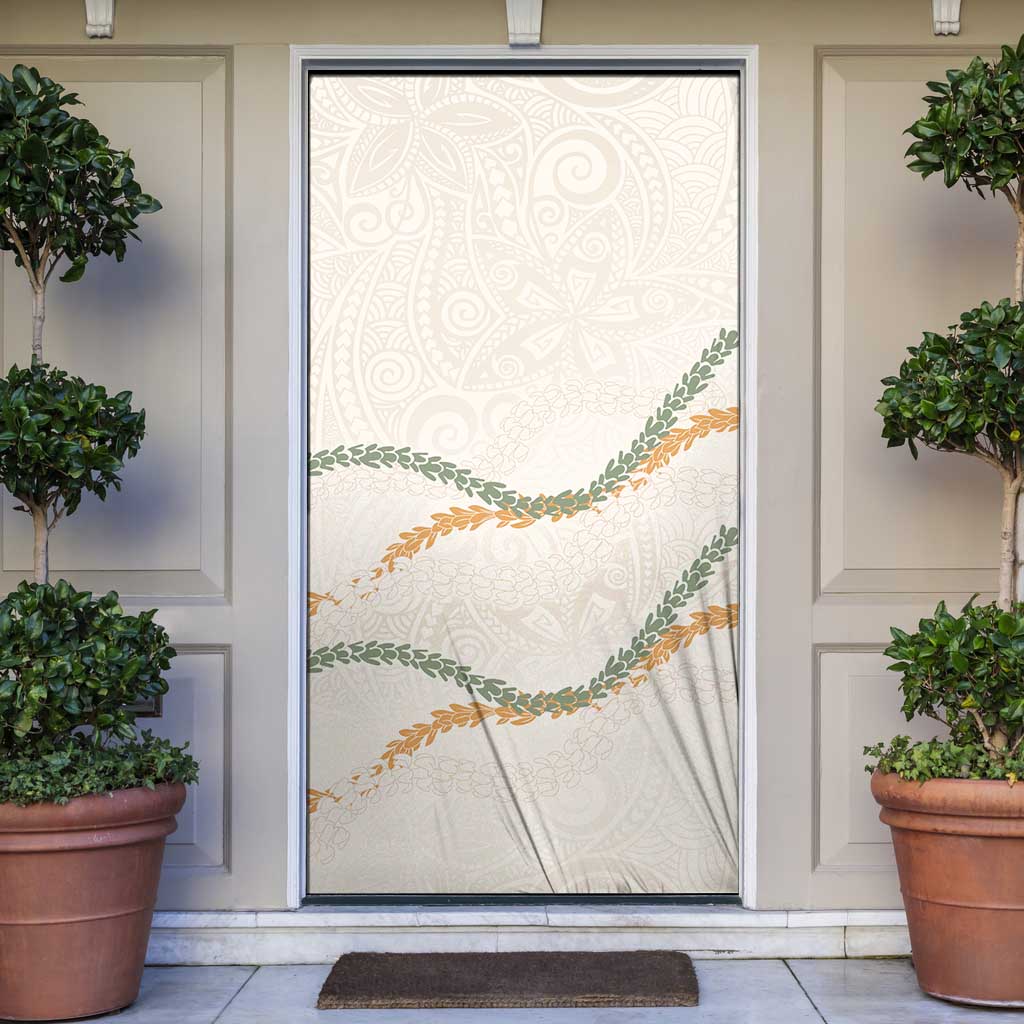 Aloha Lei Mikioi Door Cover Beige Polynesian Tribal Tatau Pattern - Polynesian Pride