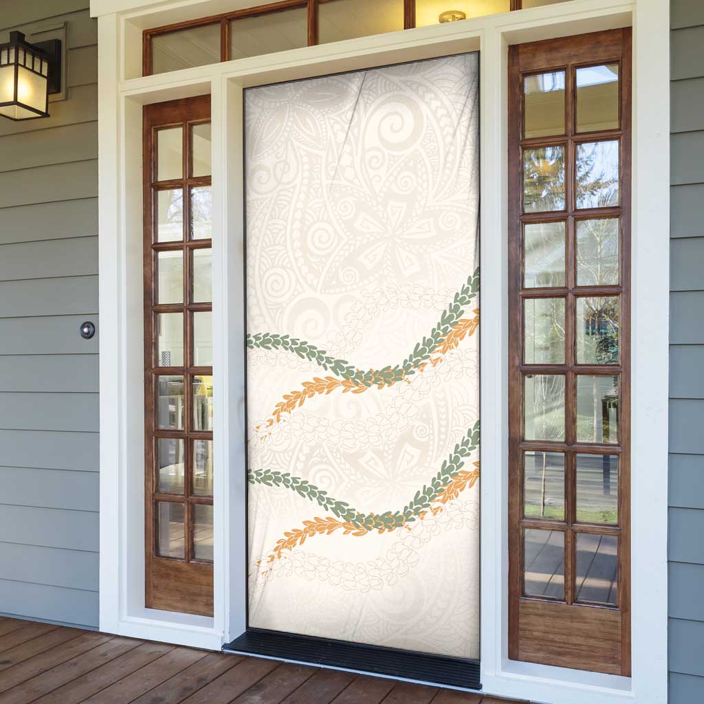 Aloha Lei Mikioi Door Cover Beige Polynesian Tribal Tatau Pattern - Polynesian Pride