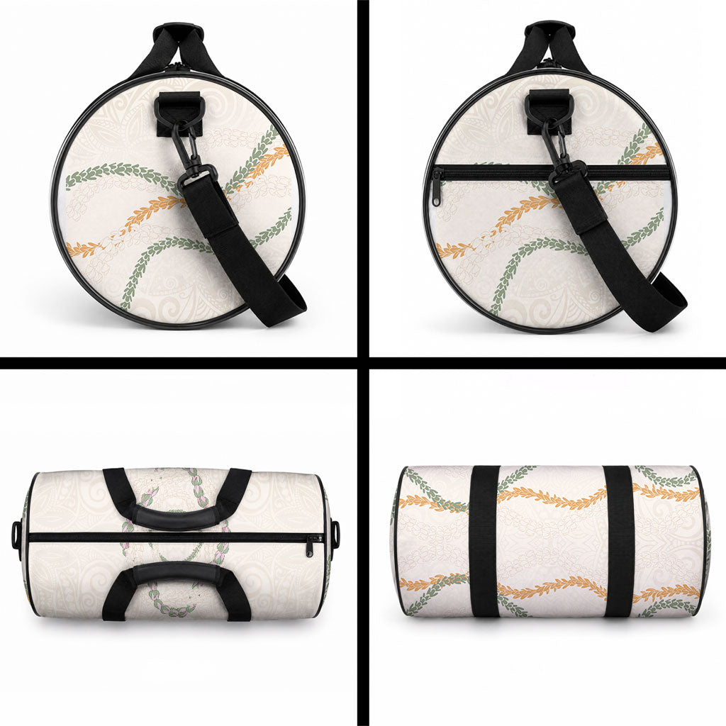 Aloha Lei Mikioi Duffle Bag Beige Polynesian Tribal Tatau Pattern LT9 - Polynesian Pride